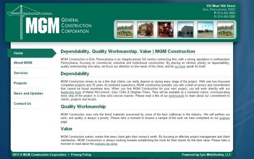 MGM Construction's New Website
